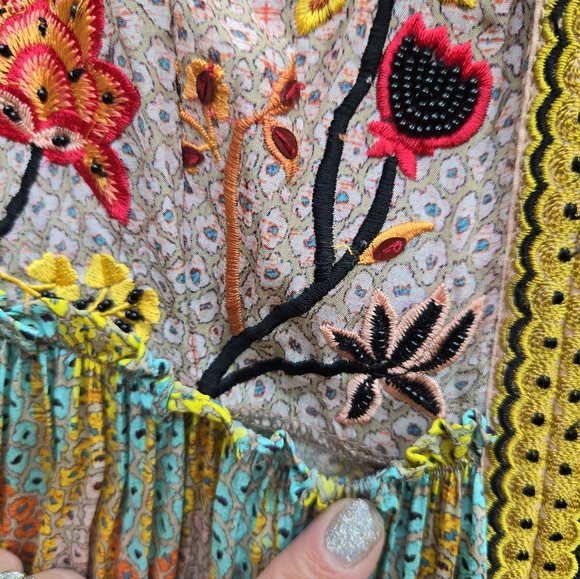 NWT Bhanuni by Jyoti for Anthropologie • Embroidered & Beaded Maximalist Maxi 0P - Picture 15 of 16